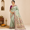 Ivory Blue Lotus Saree