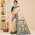 Ivory Peacock Pallu Saree